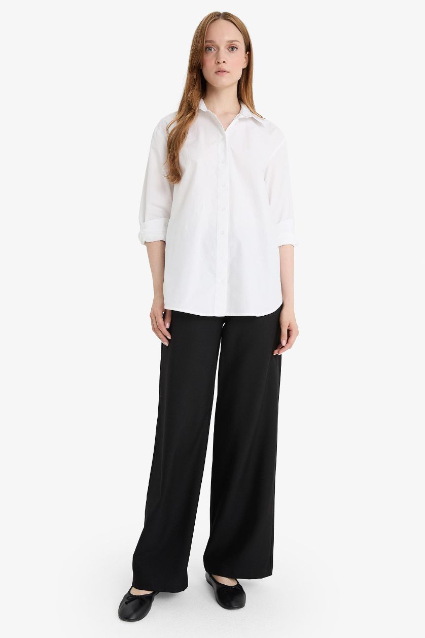 Woman Black Wide Leg Trousers