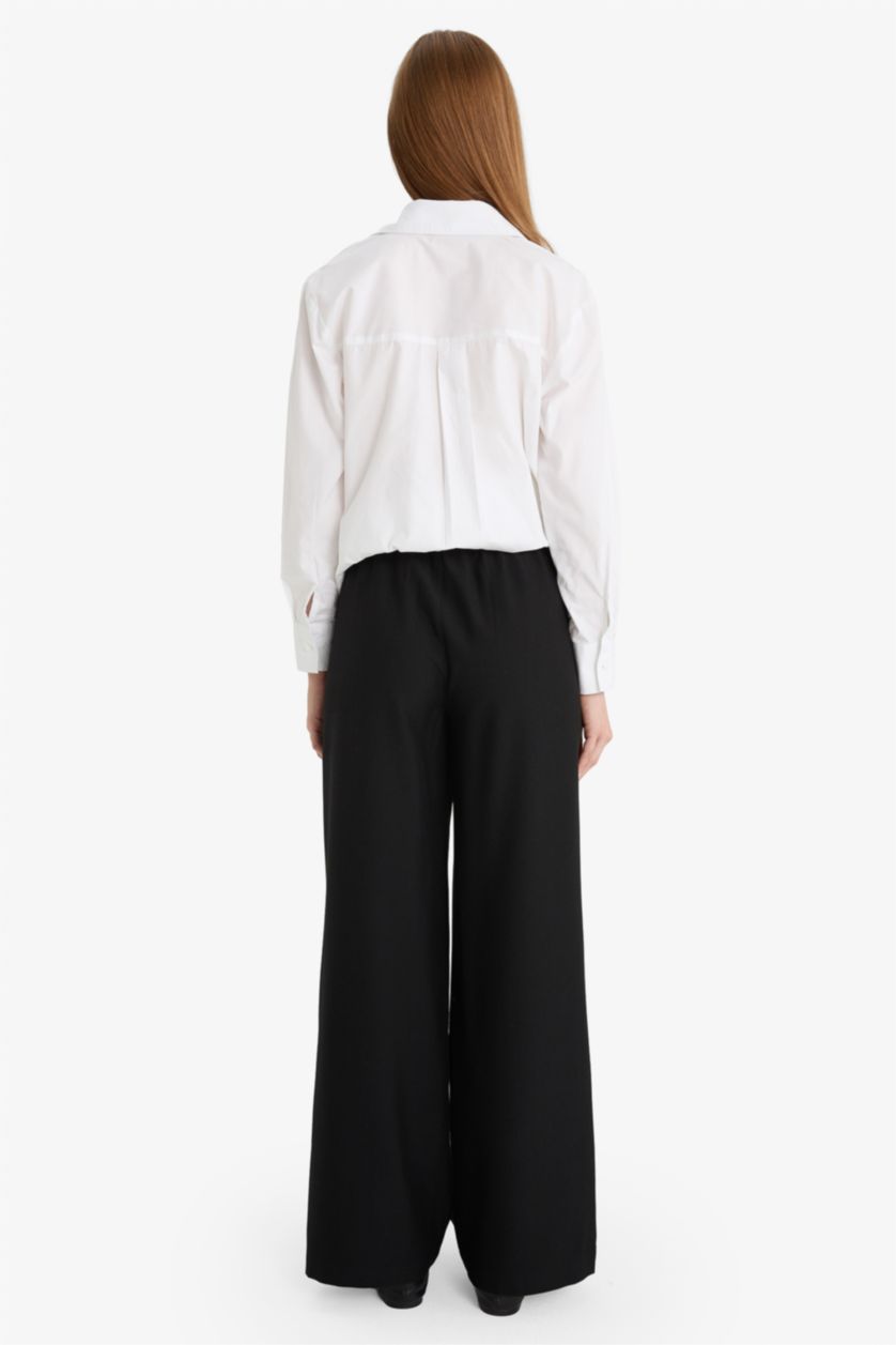 Woman Black Wide Leg Trousers