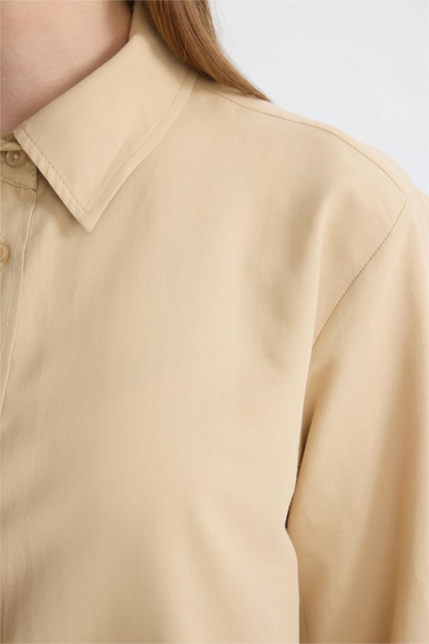 WOMAN Beige Relax Fit Poplin Basic Shirt Tunic
