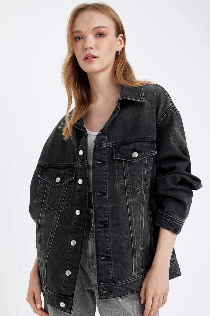 WOMAN Black Oversize Fit Denim Jacket