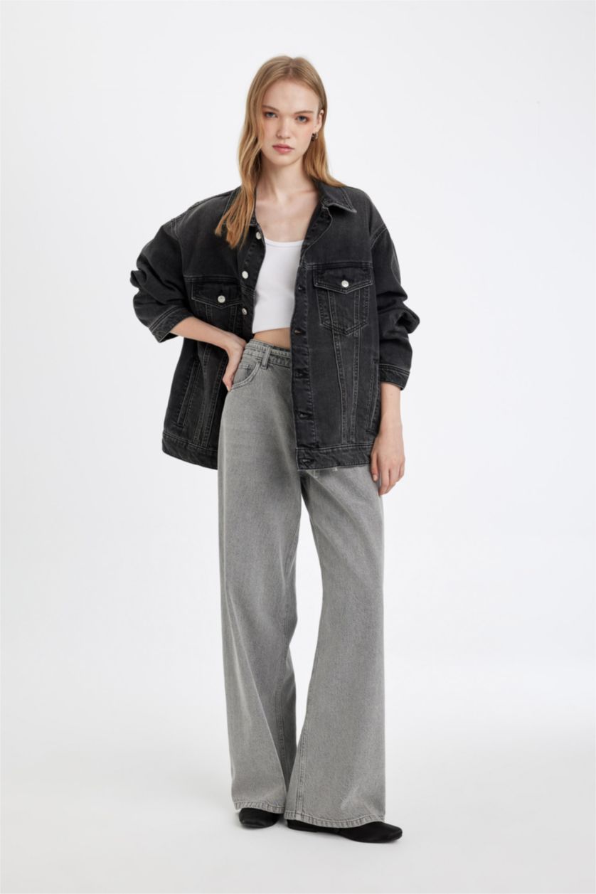 WOMAN Black Oversize Fit Denim Jacket