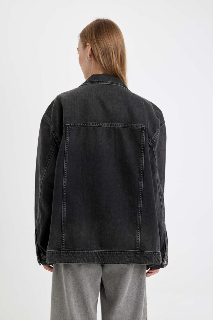 WOMAN Black Oversize Fit Denim Jacket
