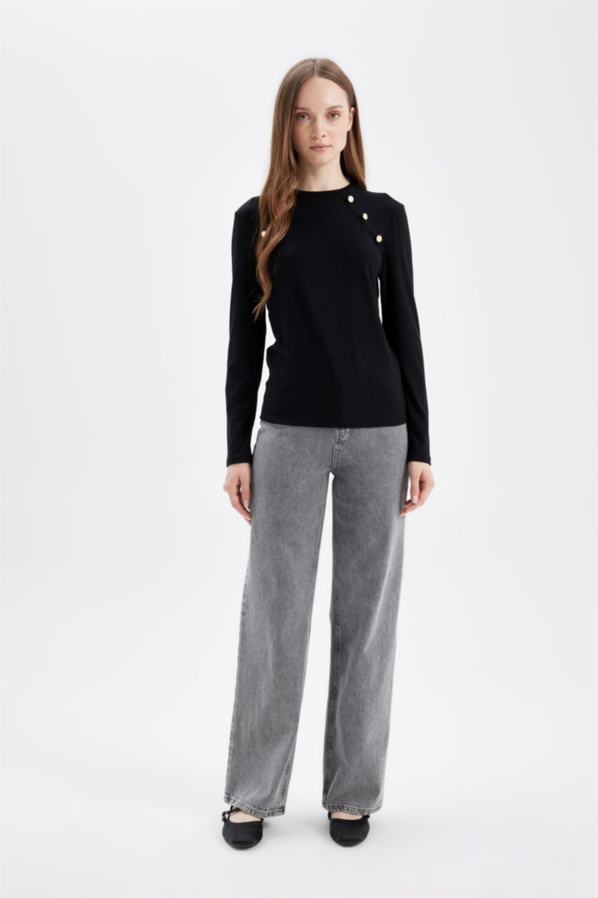 WOMAN Black Long Sleeve T-Shirt Tunic