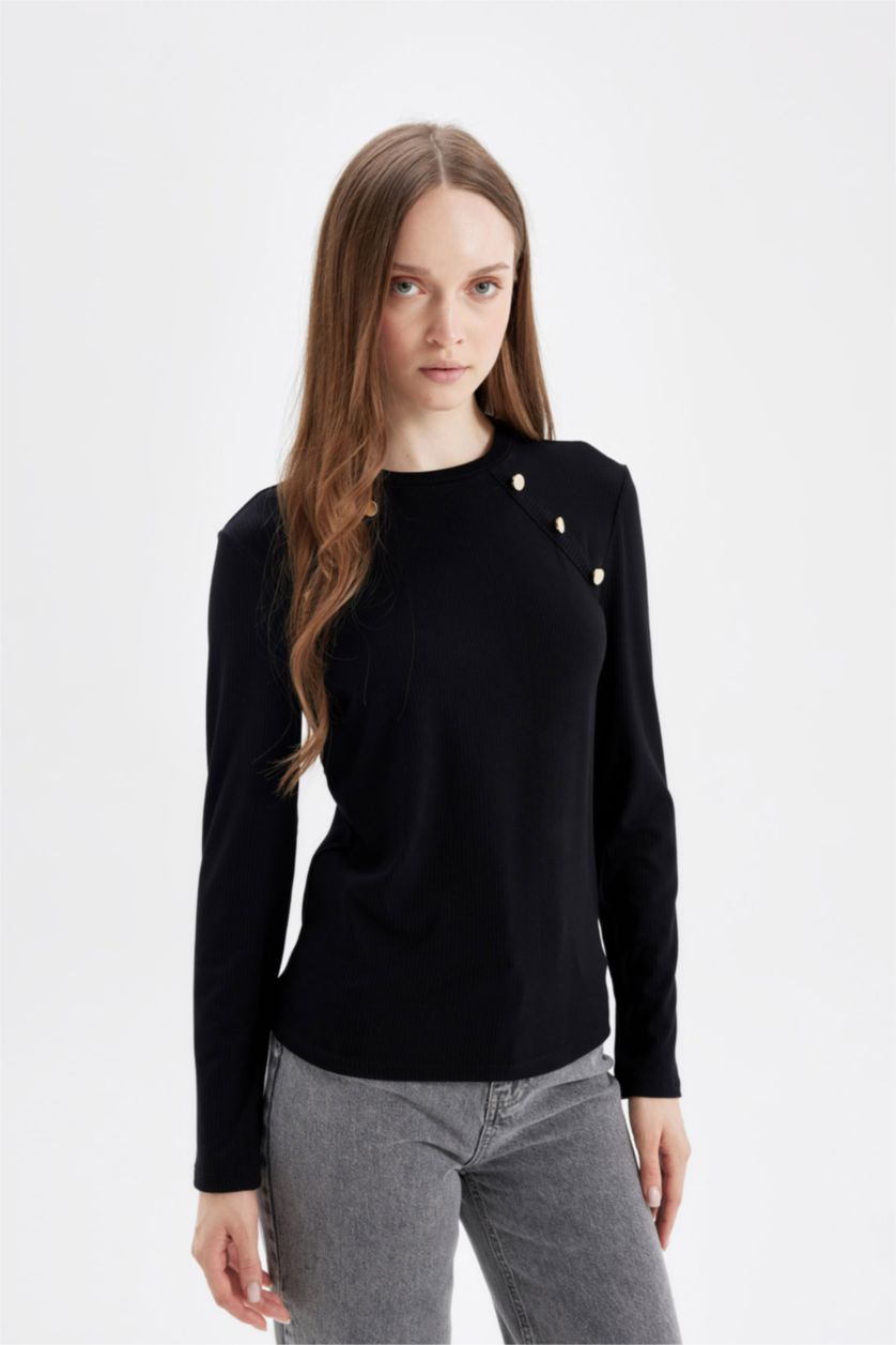 WOMAN Black Long Sleeve T-Shirt Tunic