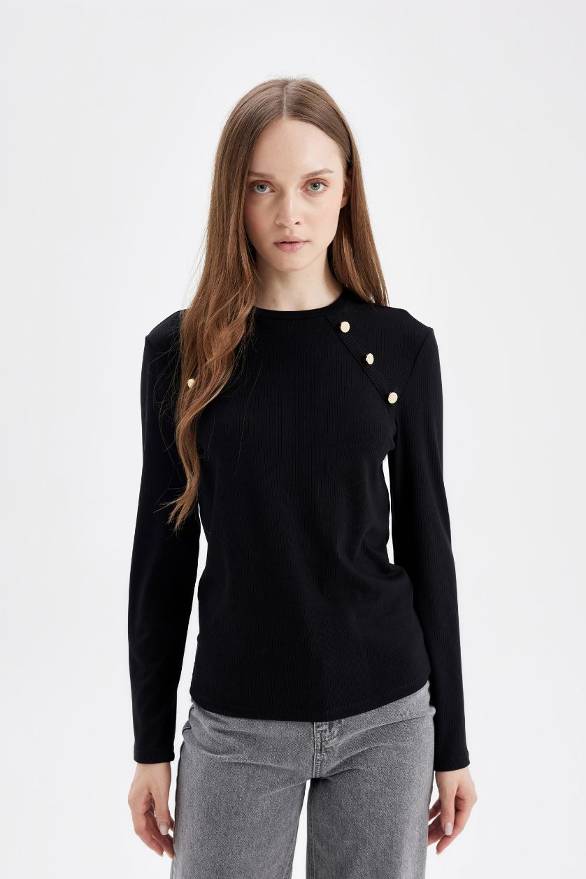 WOMAN Black Long Sleeve T-Shirt Tunic