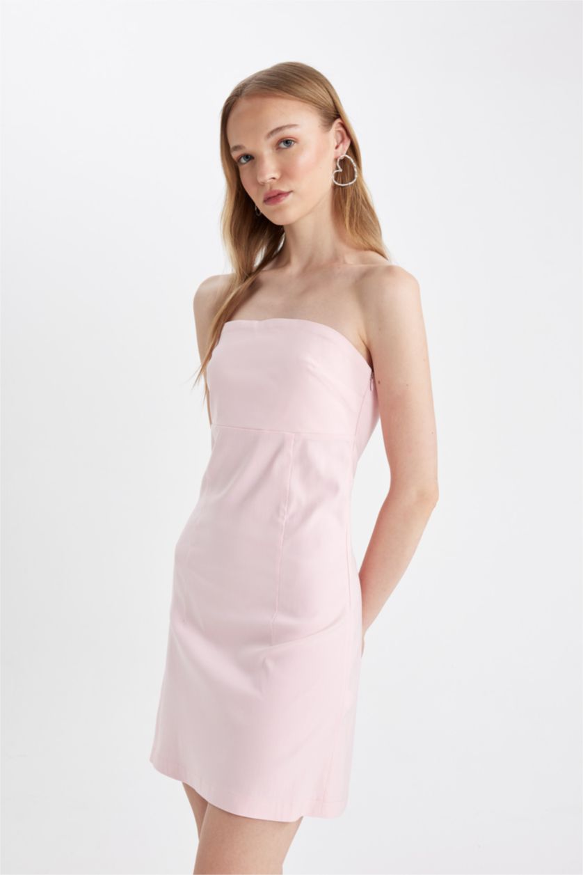 WOMAN Light Pink Strapless Mini Dress