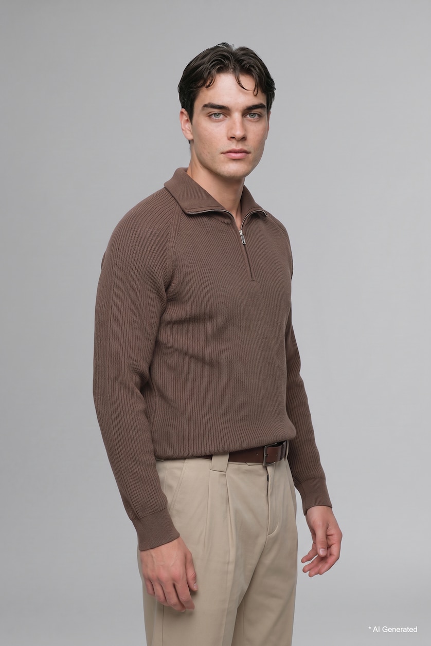 Man Khaki Standard Fit Knitwear Pullover