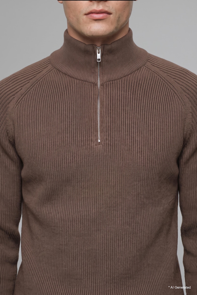 Man Khaki Standard Fit Knitwear Pullover
