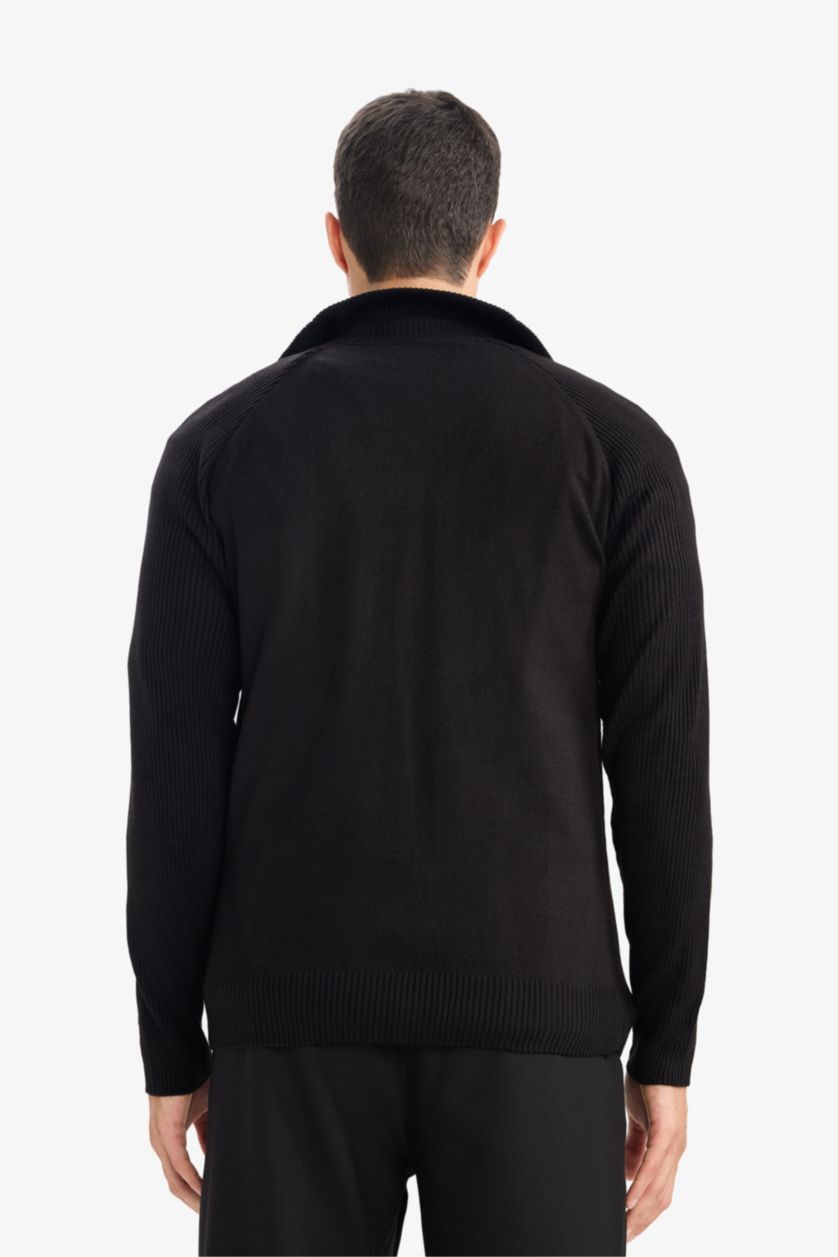 HOMME Noir Pull en tricot à col roulé Coupe standard