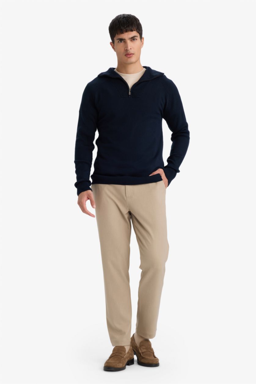 رجالي كحلي بلوفر تريكو قصة عادية هاي كول