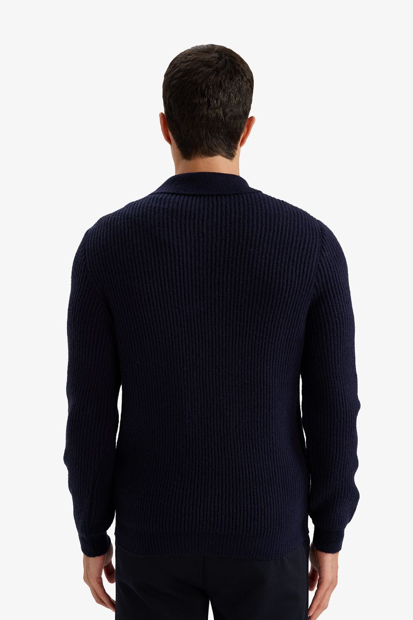 HOMME Marin Pull en tricot à col polo Coupe standard