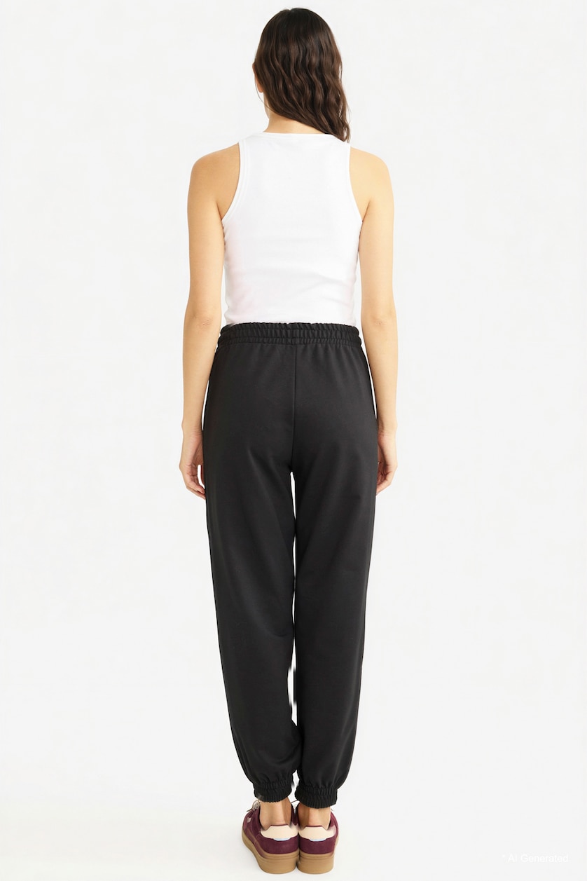 نساء أسود jogger Thin Sweatshirt Fabric Trousers
