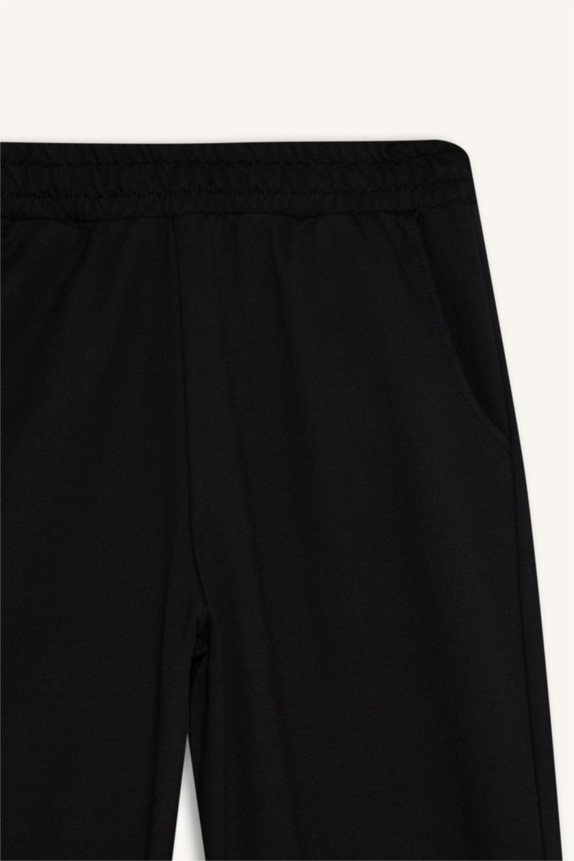 Kadın Siyah Jogger Fit Beli Lastikli Basic Düz Cepli Eşofman Altı