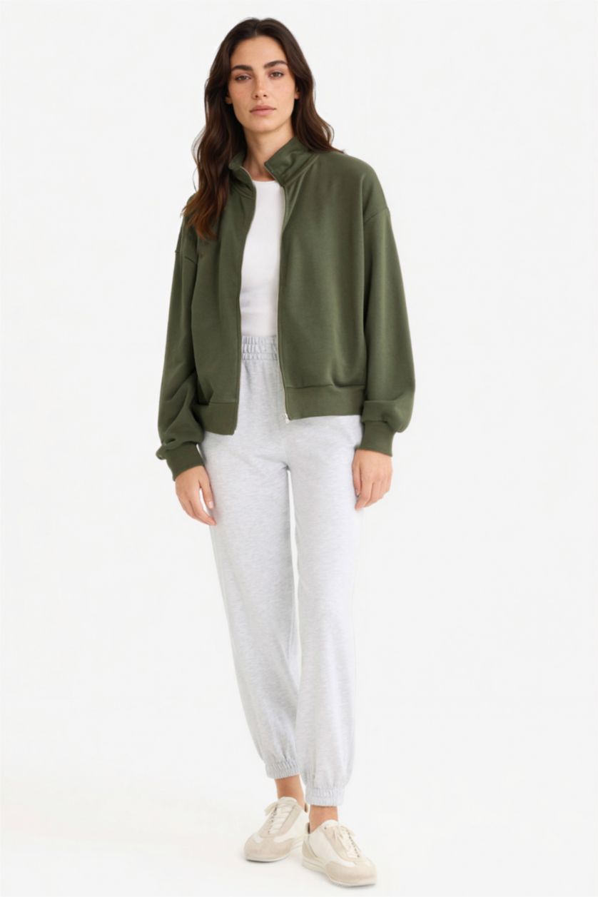 WOMAN Grey Melange Jogger Fit Basic Pockets Sweatpants