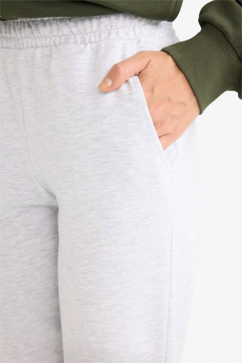 WOMAN Grey Melange Jogger Fit Basic Pockets Sweatpants