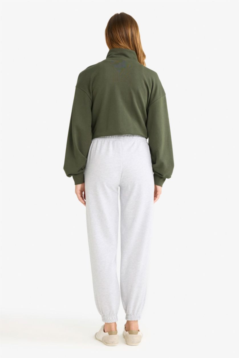 WOMAN Grey Melange Jogger Fit Basic Pockets Sweatpants