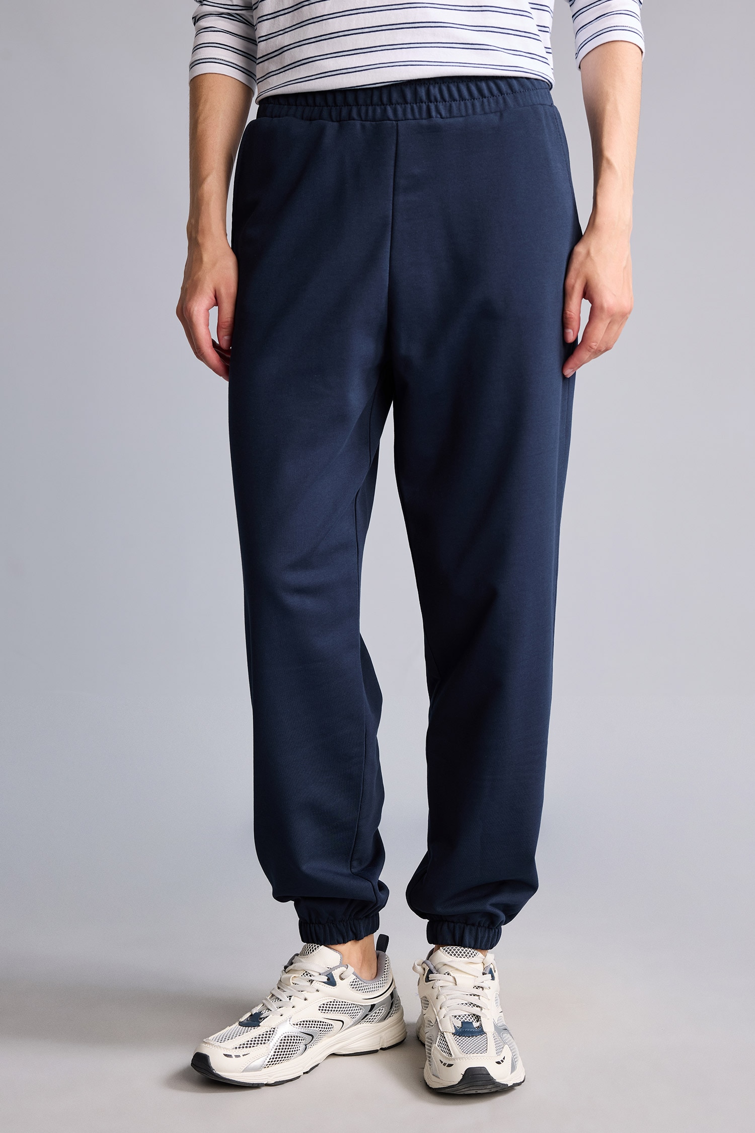 Women NAVY jogger Thin Sweatshirt Fabric Trousers