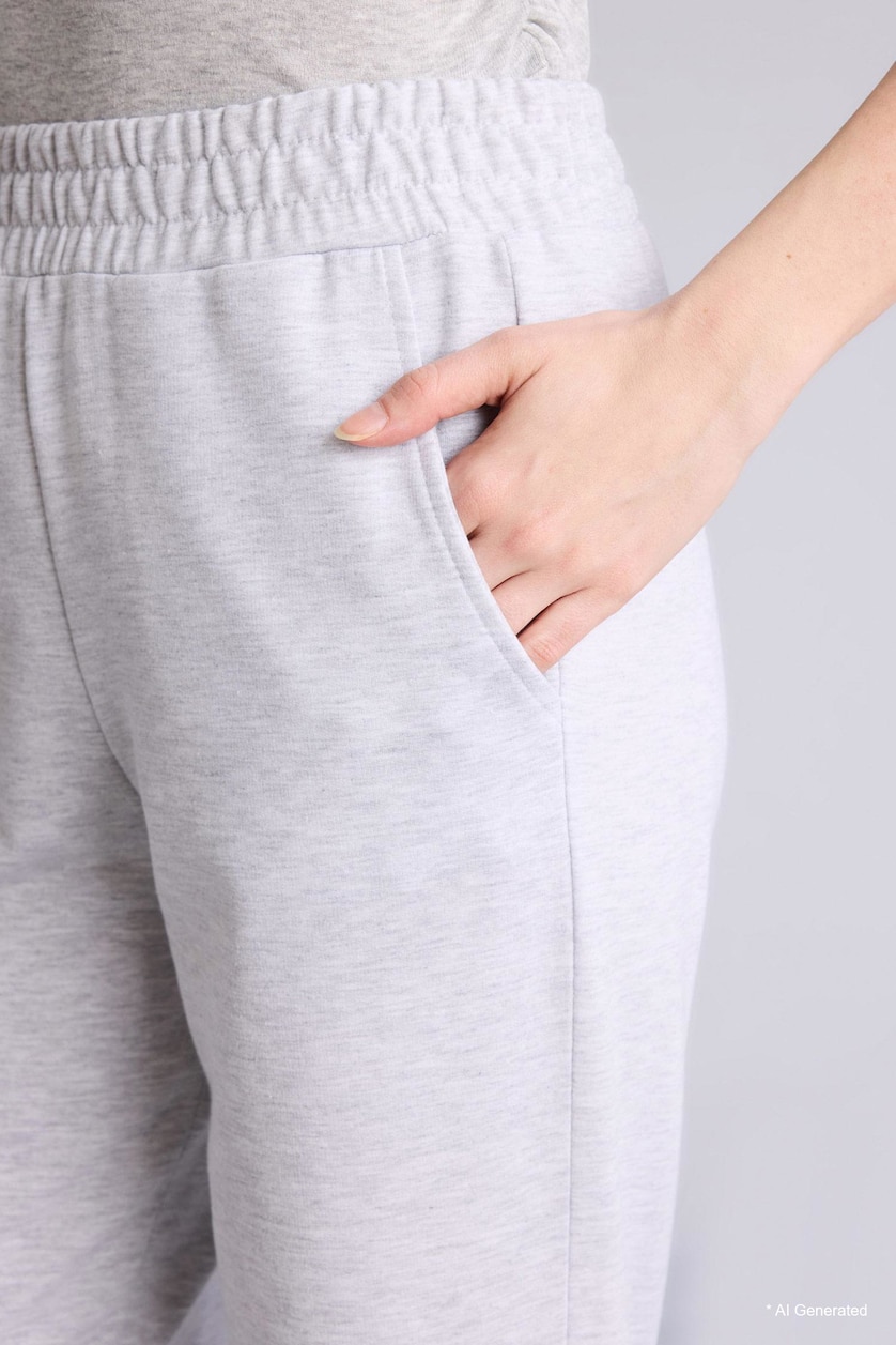 Kadın Gri Melanj Jogger Fıt Basıc Eşofman Altı