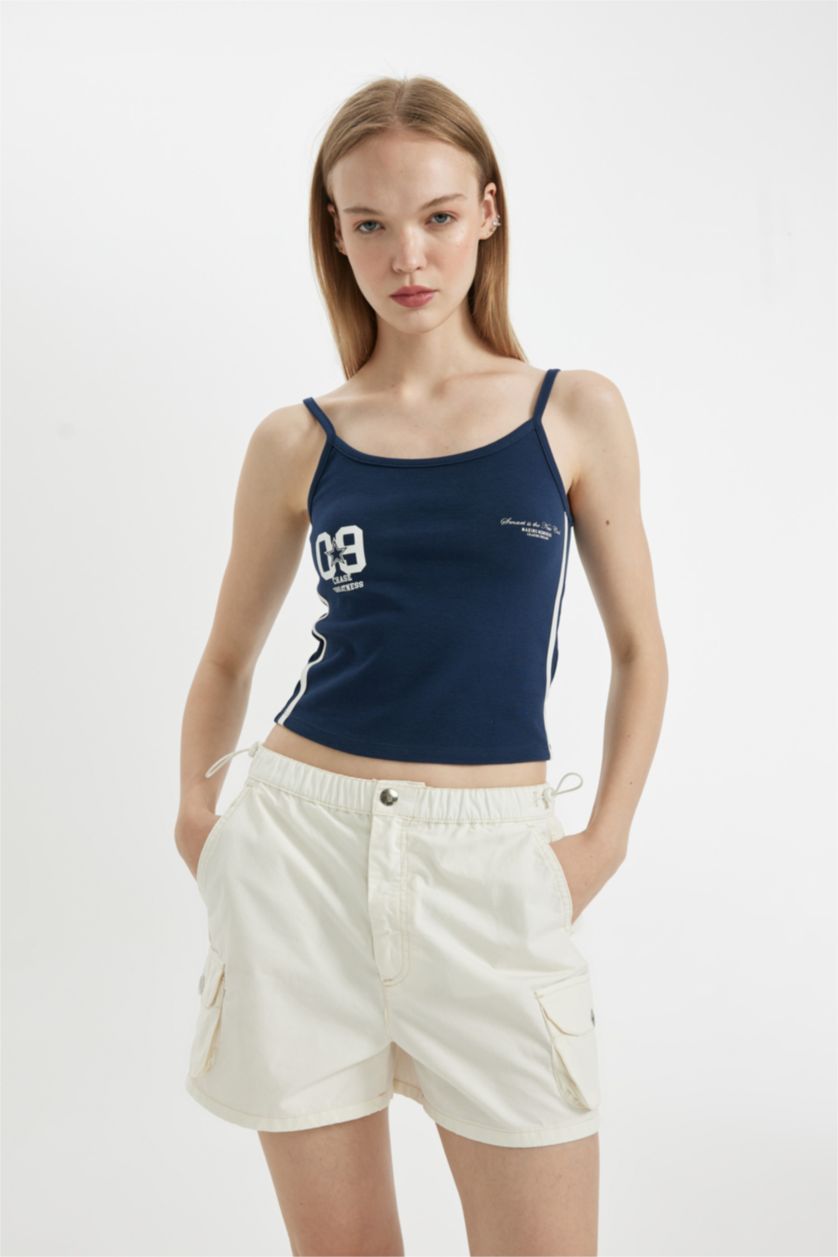 نساء كحلي تانك توب رياضي مضلع سليم فيت