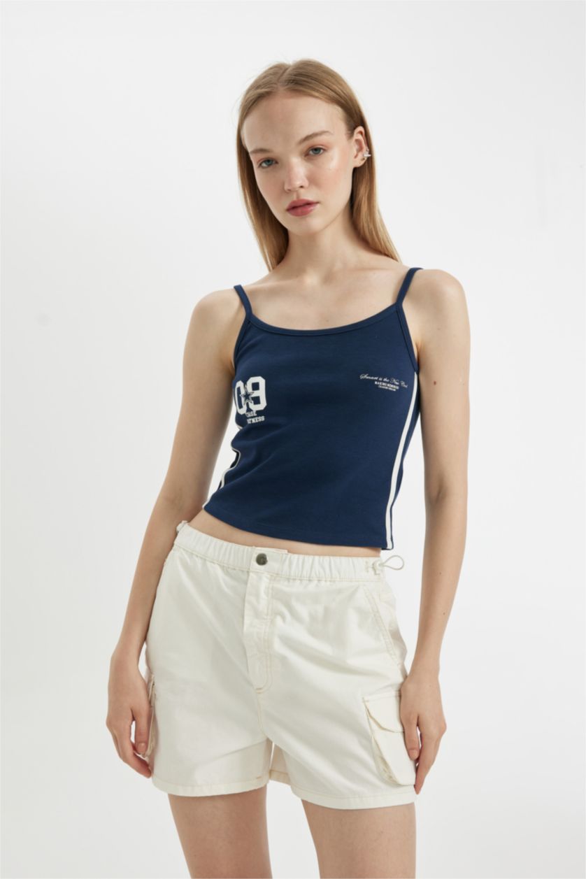 نساء كحلي تانك توب رياضي مضلع سليم فيت