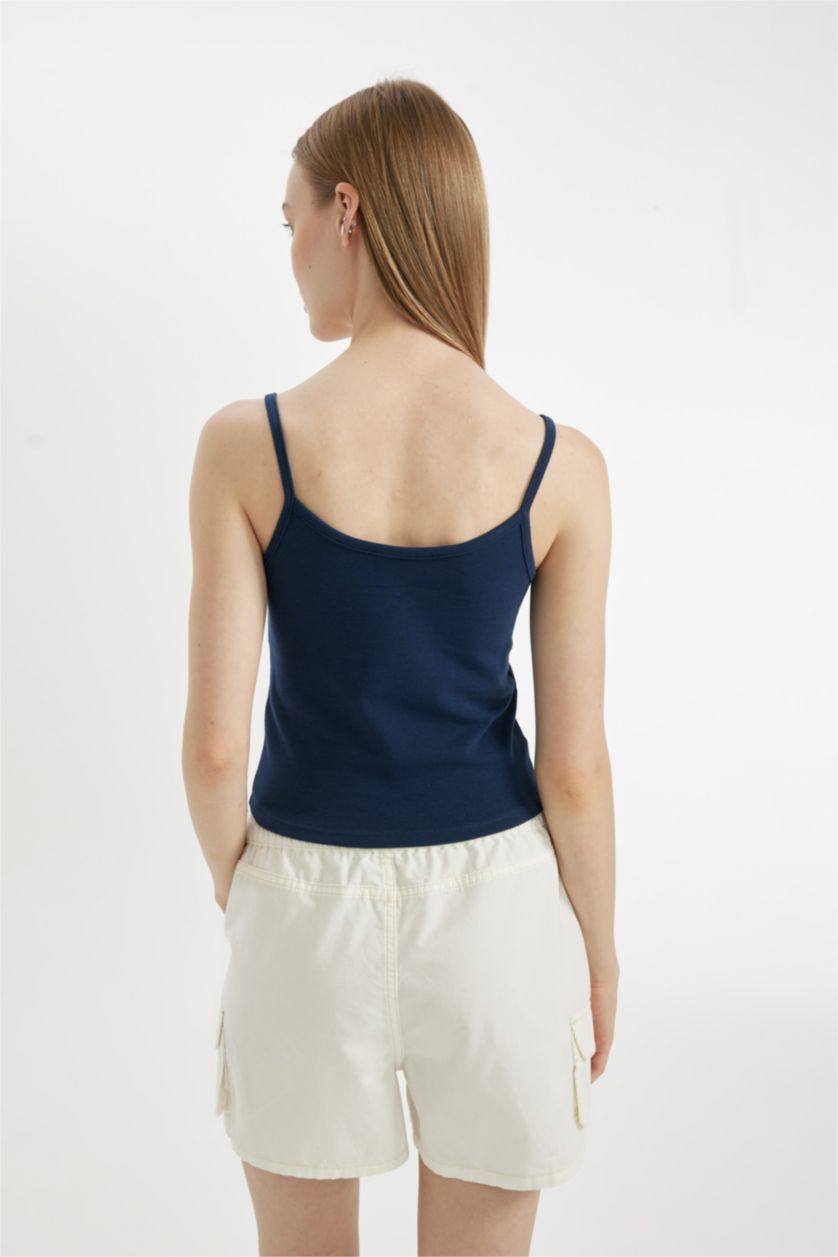 نساء كحلي تانك توب رياضي مضلع سليم فيت