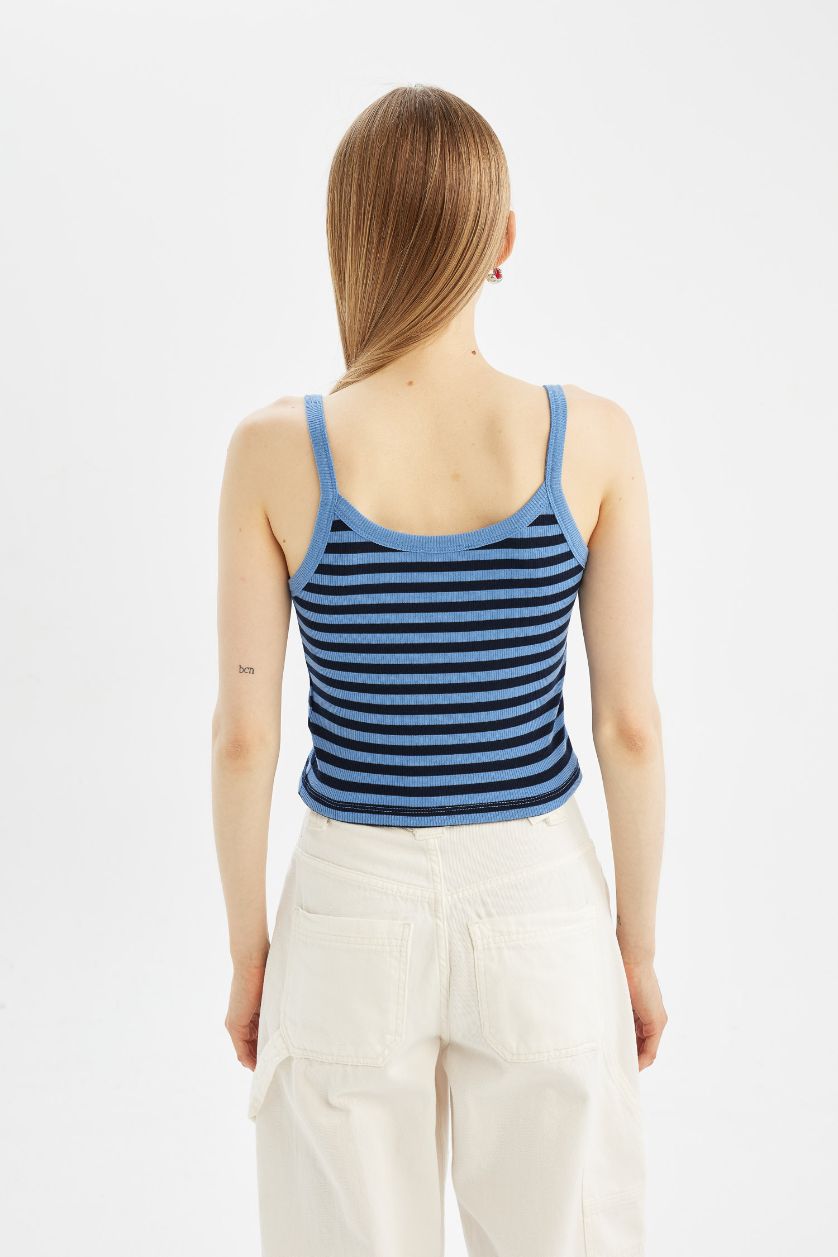 نساء أزرق فاتح كروب توب مضلع سليم فيت