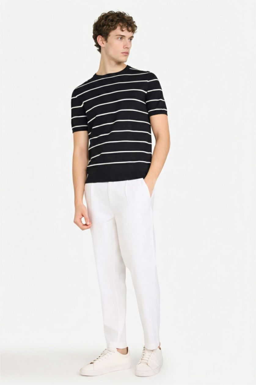 MAN White Regular Fit Regular Hem Cotton Trousers