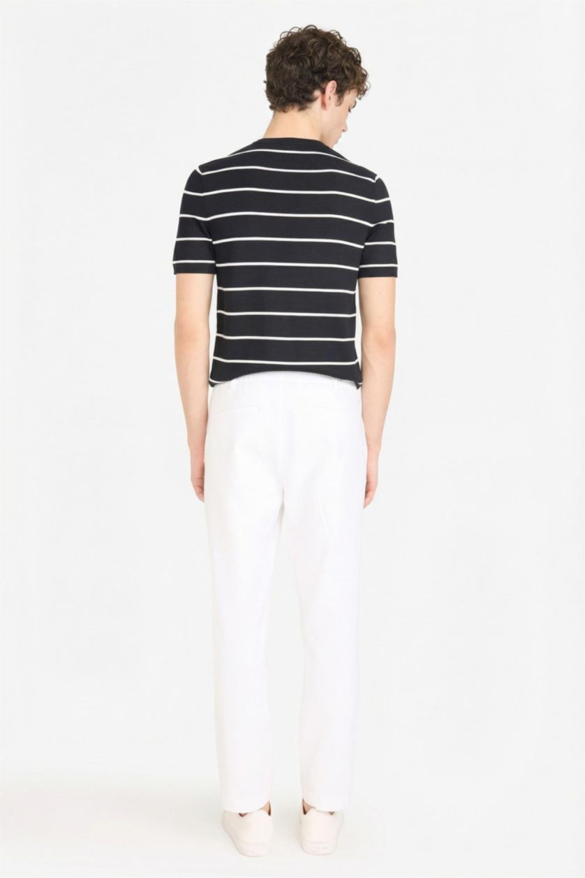 MAN White Regular Fit Regular Hem Cotton Trousers