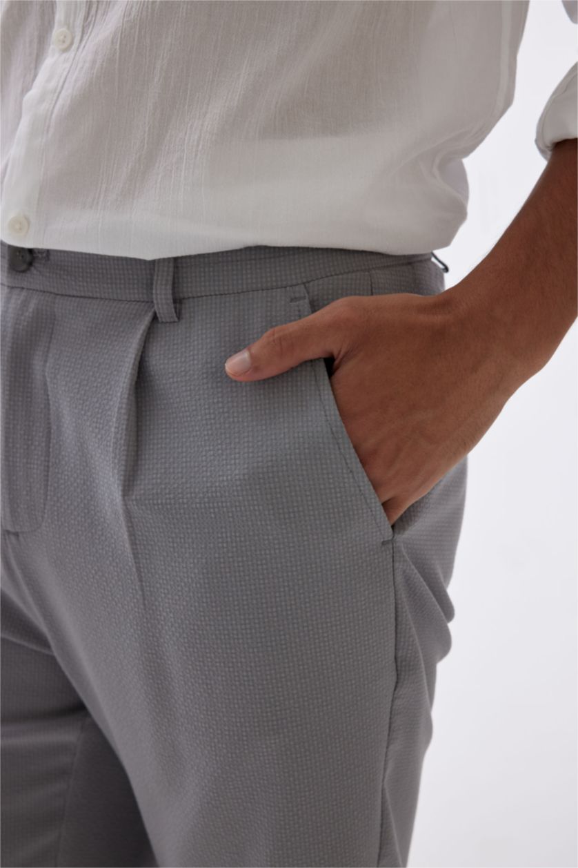 Erkek Açık Gri Krinkıl Bermuda Şort