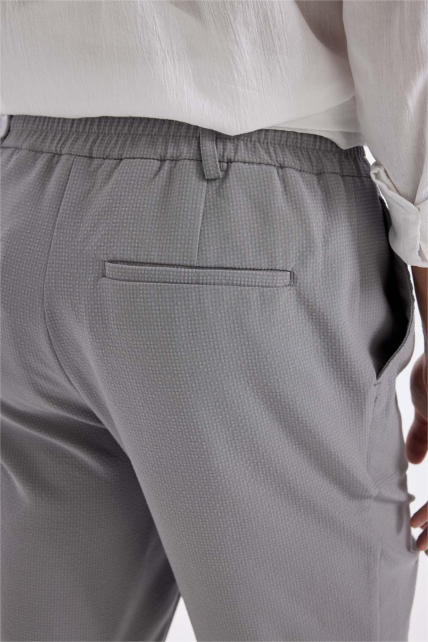 Erkek Açık Gri Krinkıl Bermuda Şort