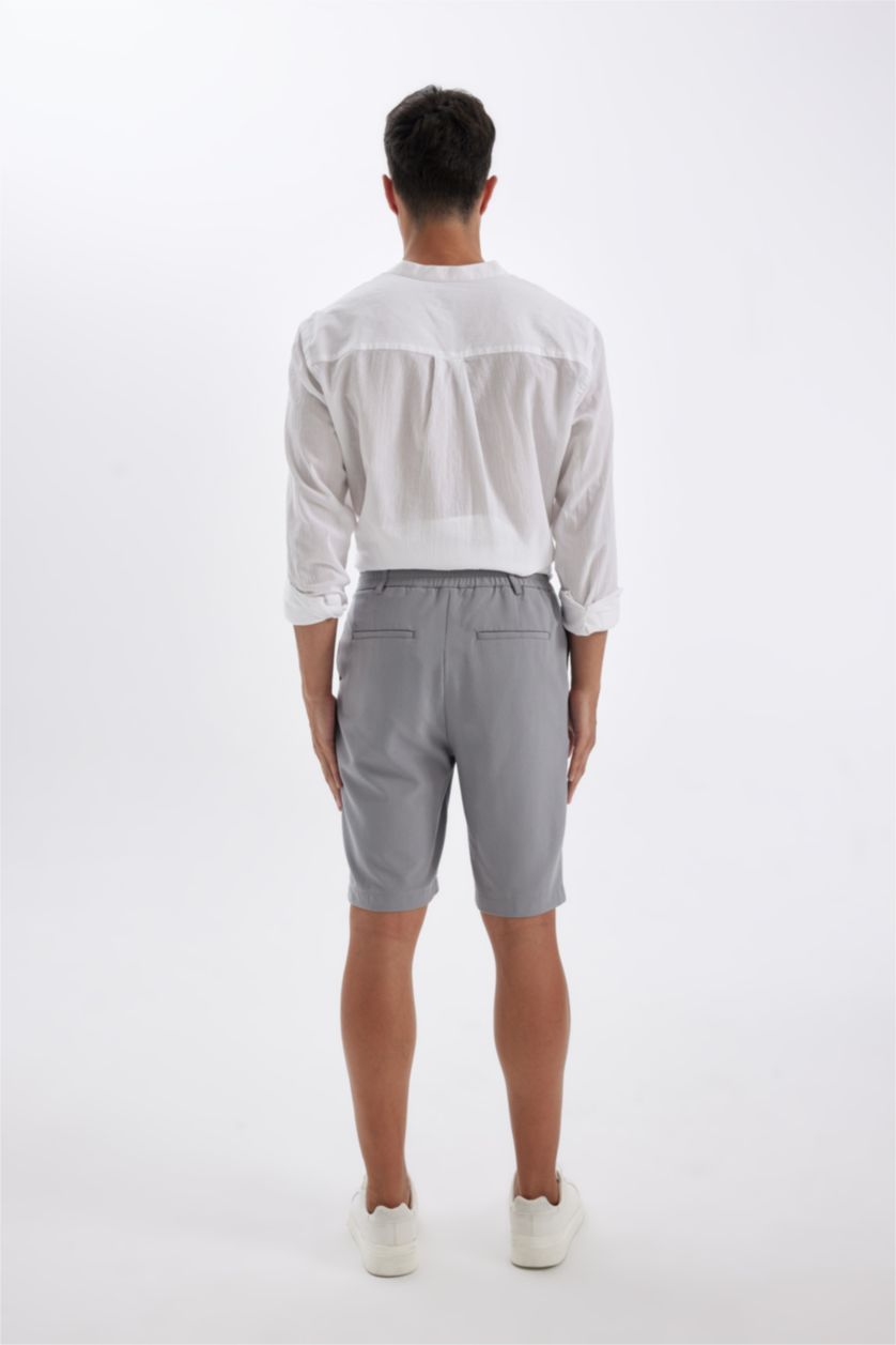 Erkek Açık Gri Krinkıl Bermuda Şort