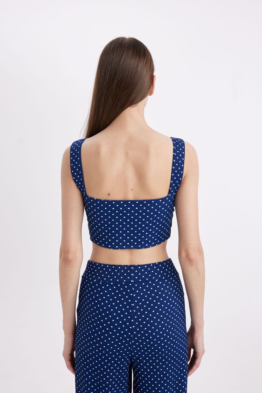 FEMME Marin Chemisier Court à Pois à Col Noué avec Bretelles Fines