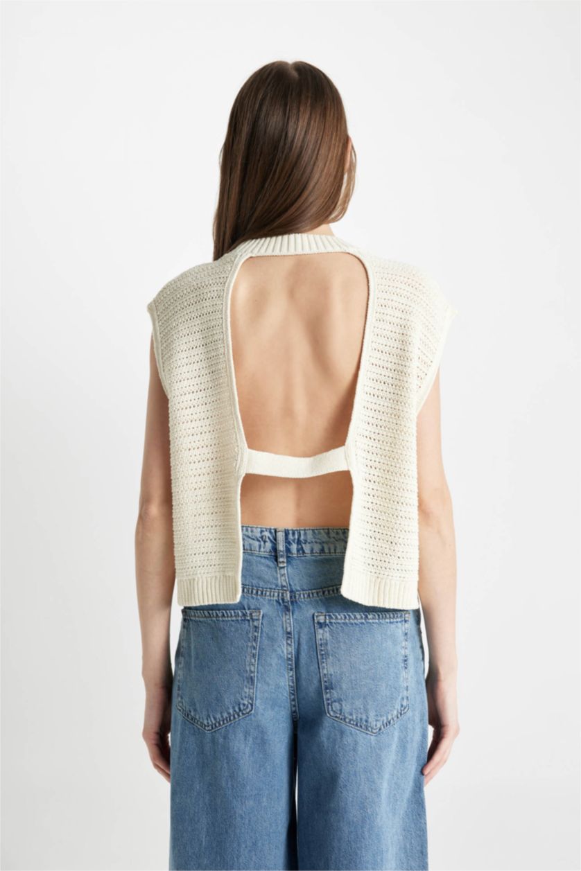 Woman Ecru Relax Fit Vest