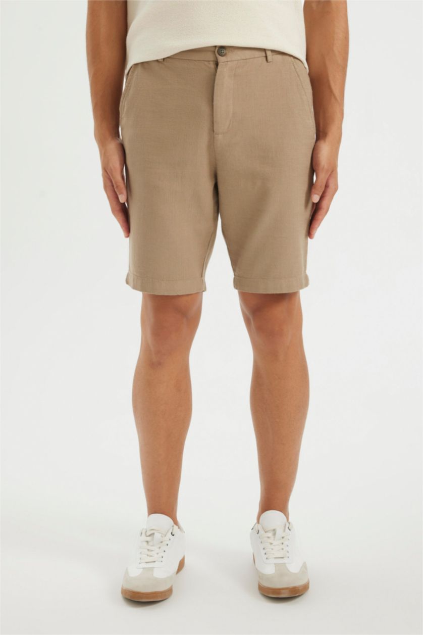 Man Beige Cotton Bermuda Shorts