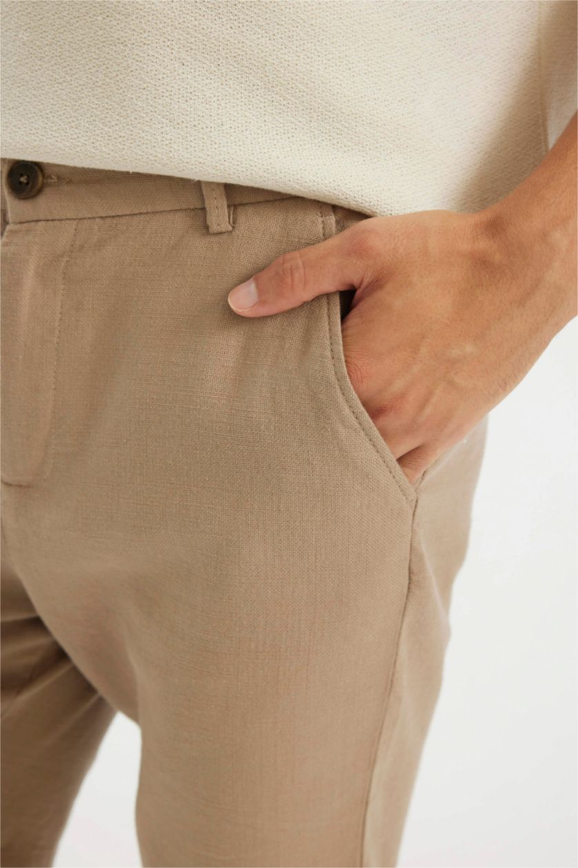 Man Beige Cotton Bermuda Shorts