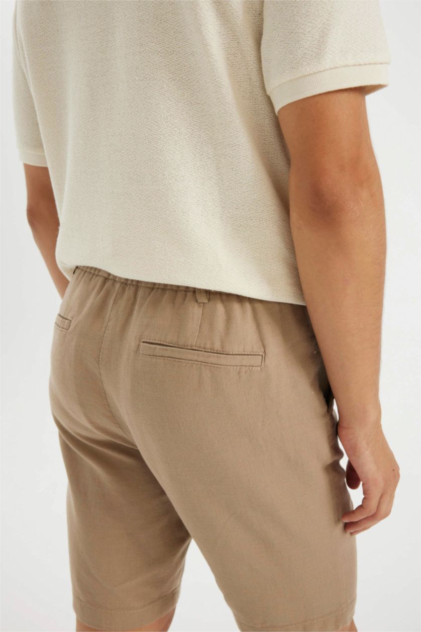 Man Beige Cotton Bermuda Shorts