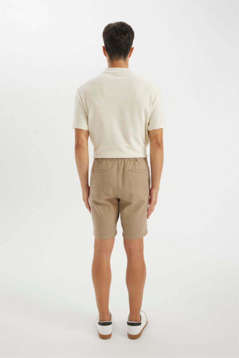 Man Beige Cotton Bermuda Shorts