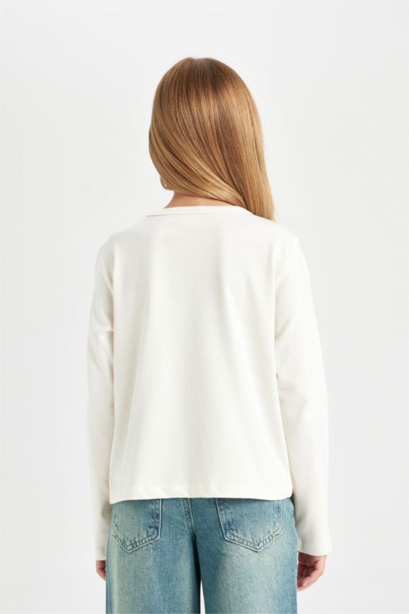 GIRLS & TEENS Ecru Girl Relax Fit Crew Neck Printed T-Shirt