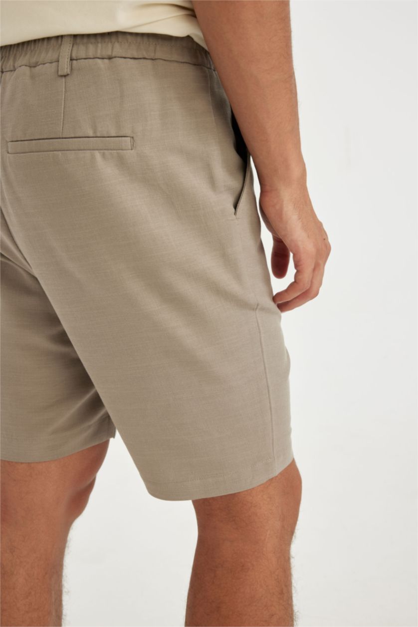 Erkek Açık Haki Basic Bermuda Şort