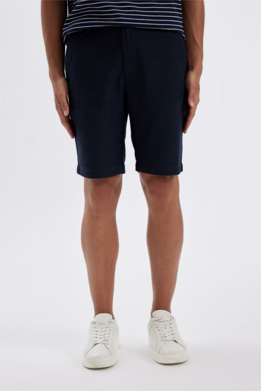 رجال كحلي شورت برمودا بيزك سادة