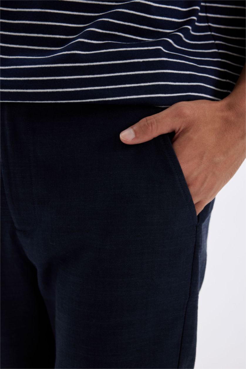 رجال كحلي شورت برمودا بيزك سادة