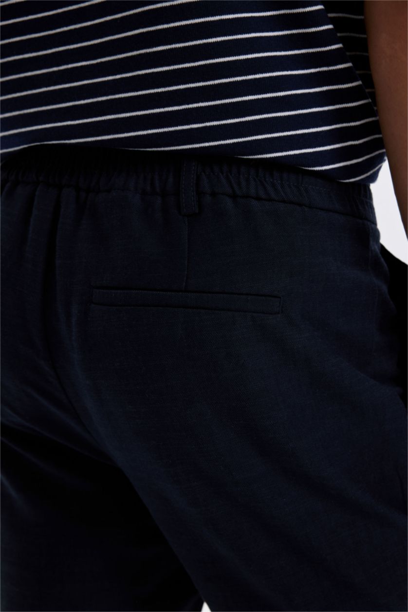 رجال كحلي شورت برمودا بيزك سادة