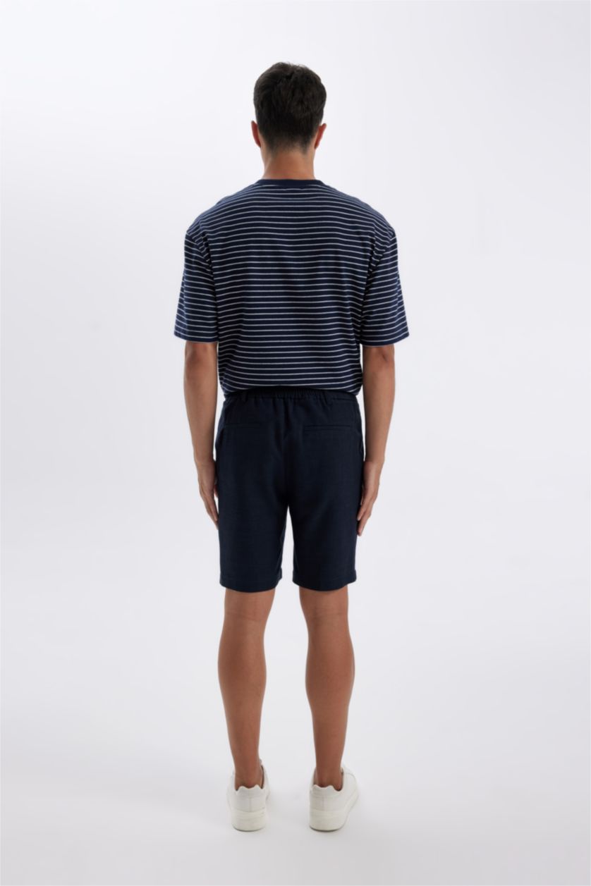 رجال كحلي شورت برمودا بيزك سادة