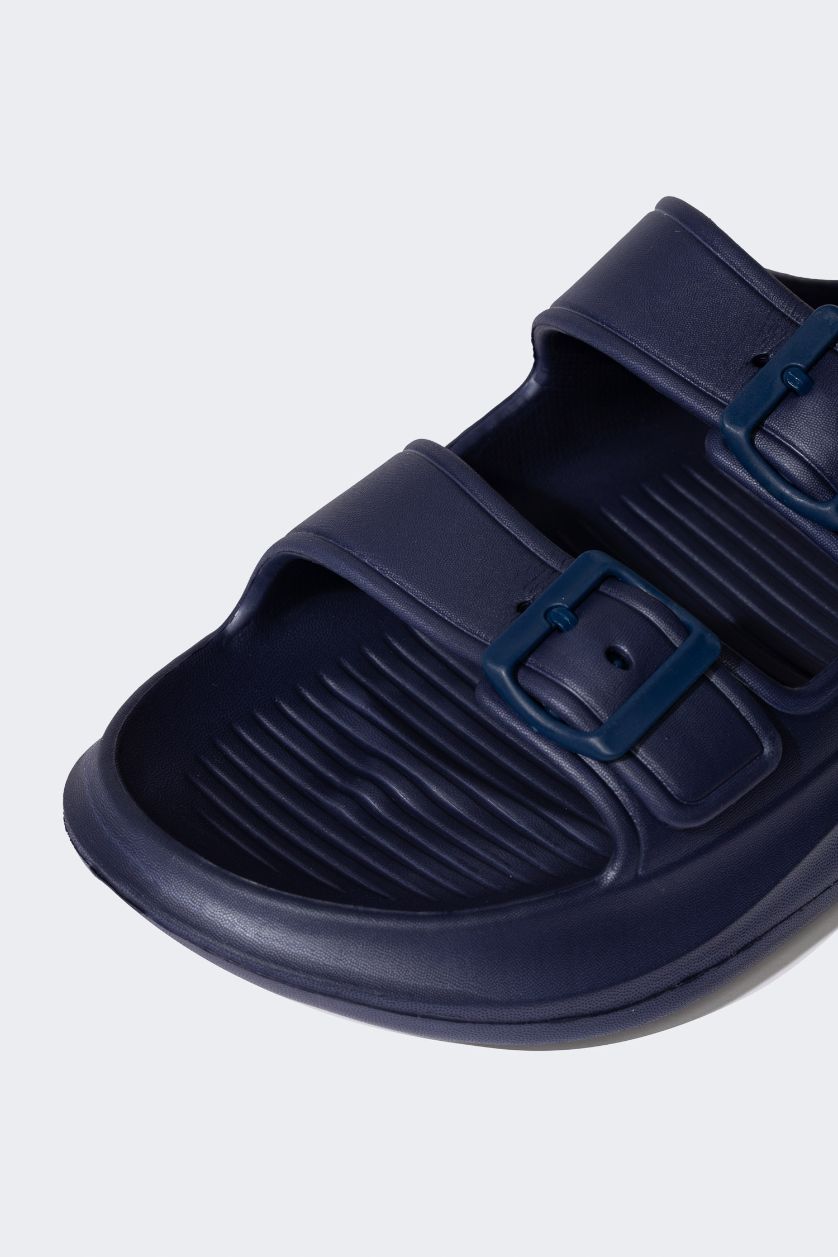 Erkek Lacivert Erkek Düz Taban Çift Bantlı Eva Terlik