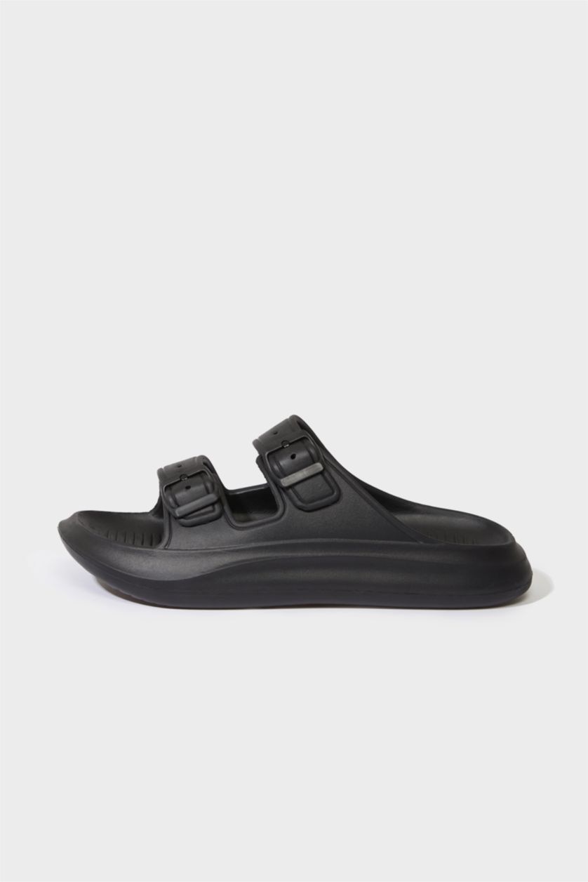 Men Black Man Flat Sole Double Banded Eva Slippers