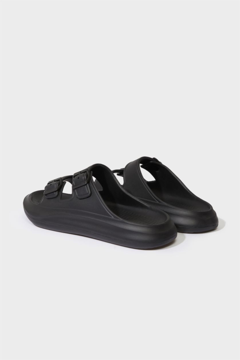 Men Black Man Flat Sole Double Banded Eva Slippers