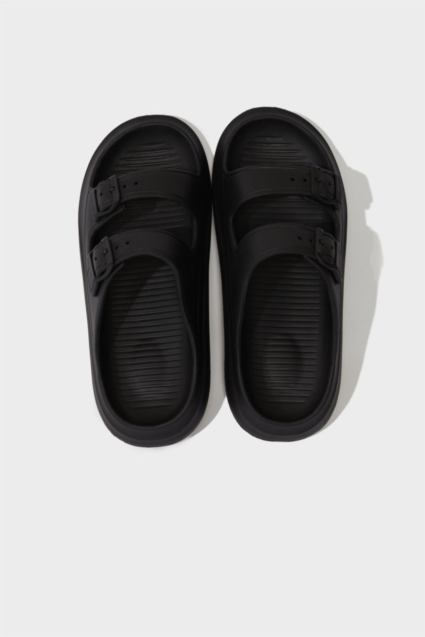 Men Black Man Flat Sole Double Banded Eva Slippers