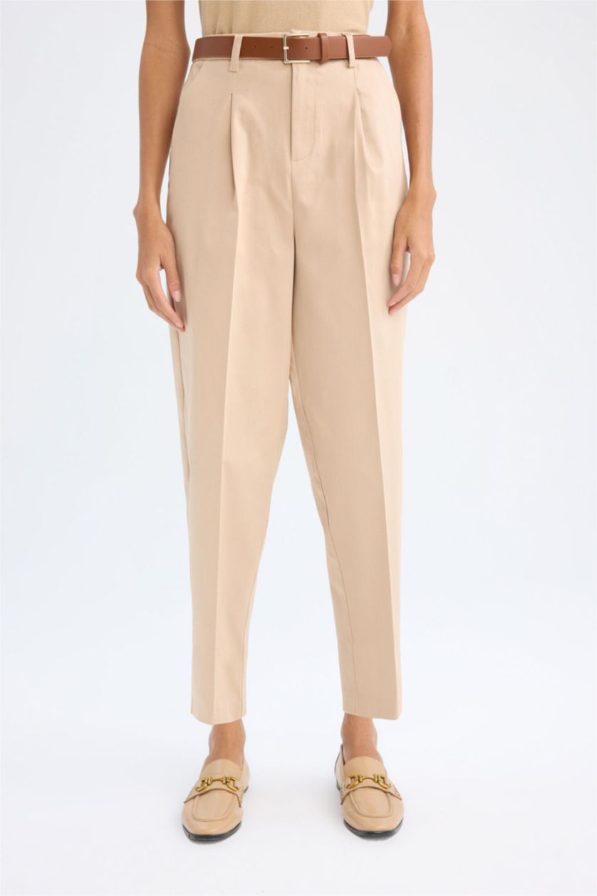 حريمي فيزوني داكن بنطلون كاروت فيت قصير بخصر عالي بجيب