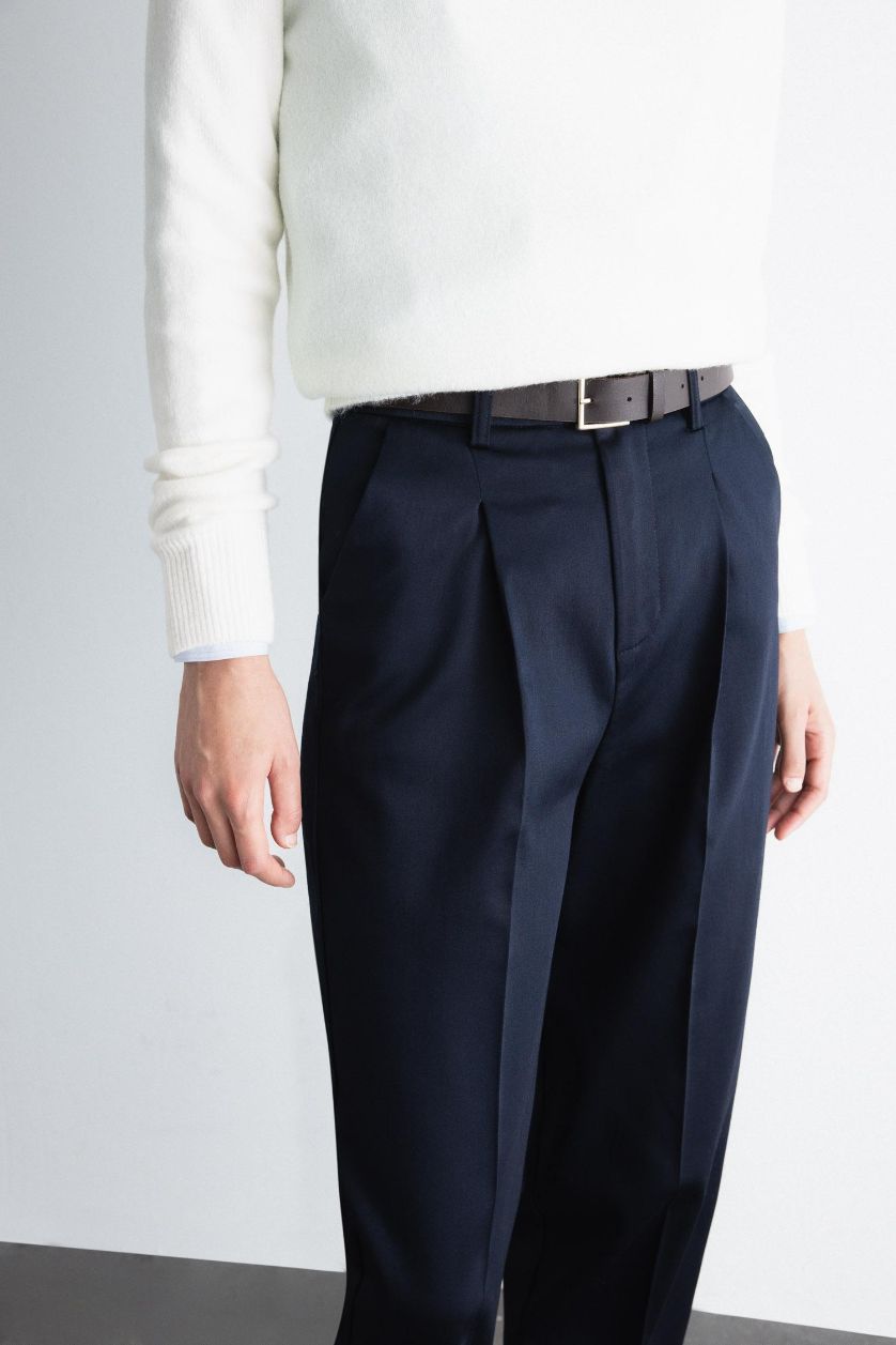 FEMME Marin Pantalon Carotte avec poches et longueur Cheville