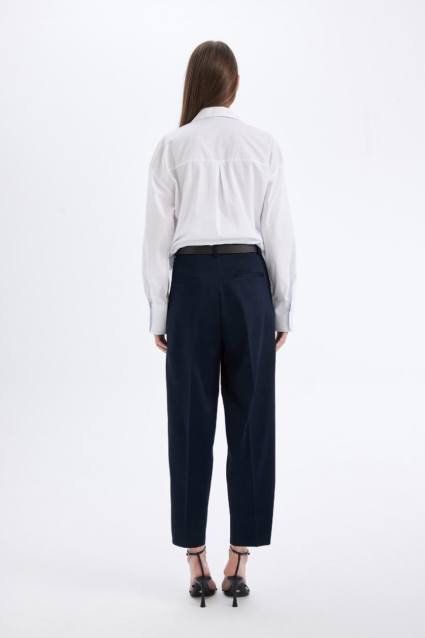 FEMME Marin Pantalon Carotte avec poches et longueur Cheville